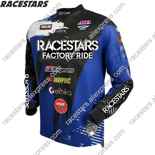 RACESTARS Motocross MTB Jersey Men Motorcycle Mountain Bike Team Downhill Jersey MTB Offroad DH MX Bicycle Long Motorcycle Shirt