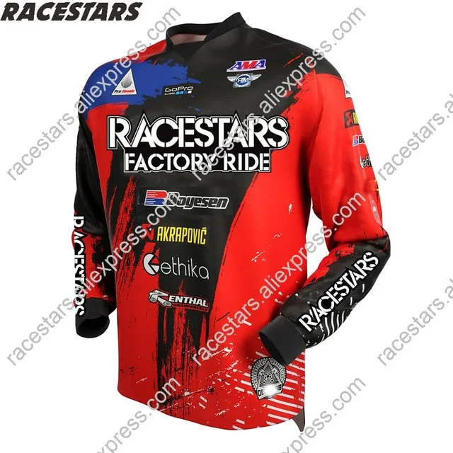 RACESTARS Motocross MTB Jersey Men Motorcycle Mountain Bike Team Downhill Jersey MTB Offroad DH MX Bicycle Long Motorcycle Shirt