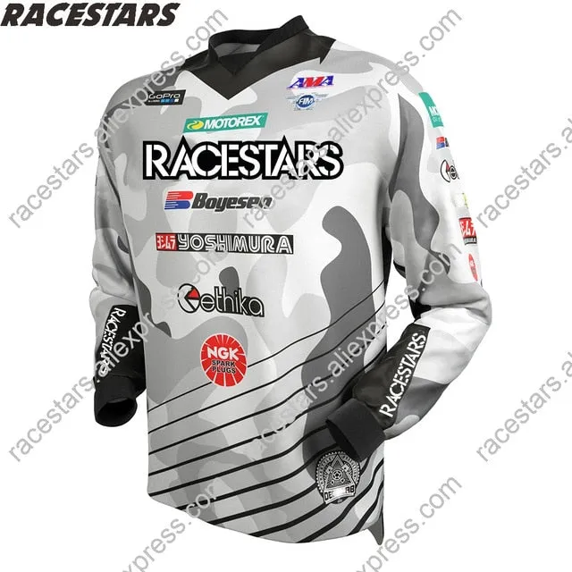 RACESTARS Motocross MTB Jersey Men Motorcycle Mountain Bike Team Downhill Jersey MTB Offroad DH MX Bicycle Long Motorcycle Shirt