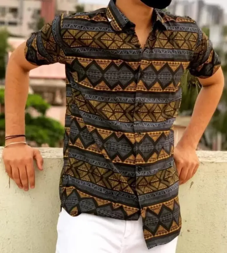 Rayon Printed Half Sleeves Regular Fit Mens Casual Shirt