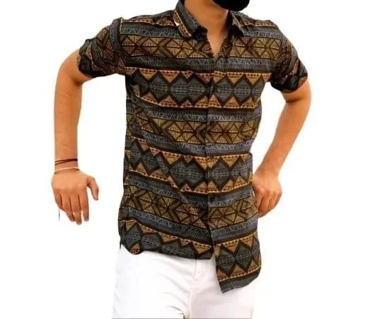 Rayon Printed Half Sleeves Regular Fit Mens Casual Shirt