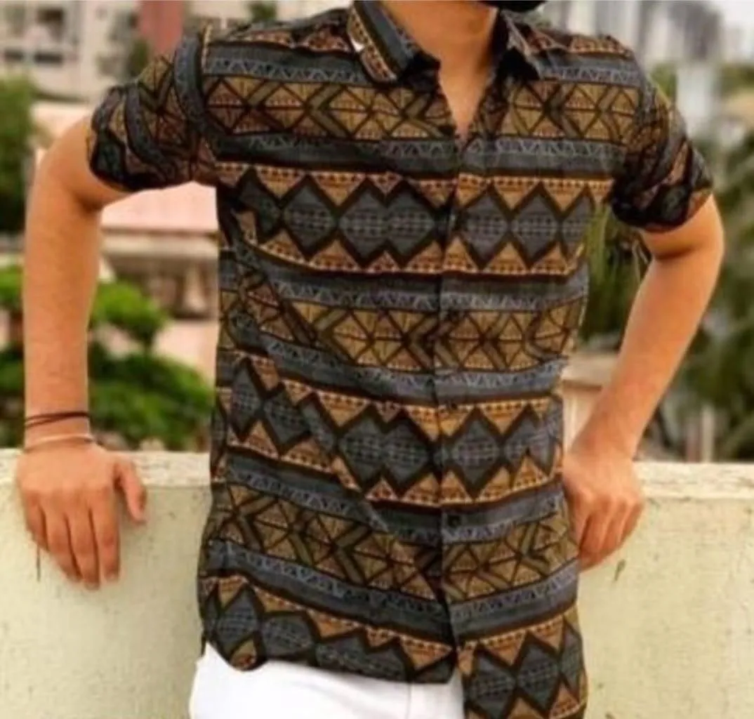 Rayon Printed Half Sleeves Regular Fit Mens Casual Shirt