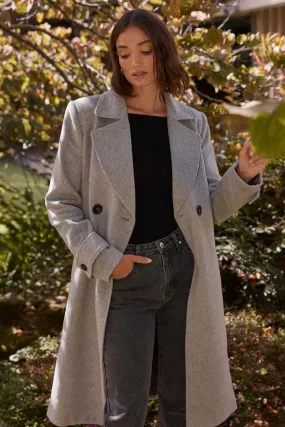 Reade Grey Marle Belted Wool Blend Coat