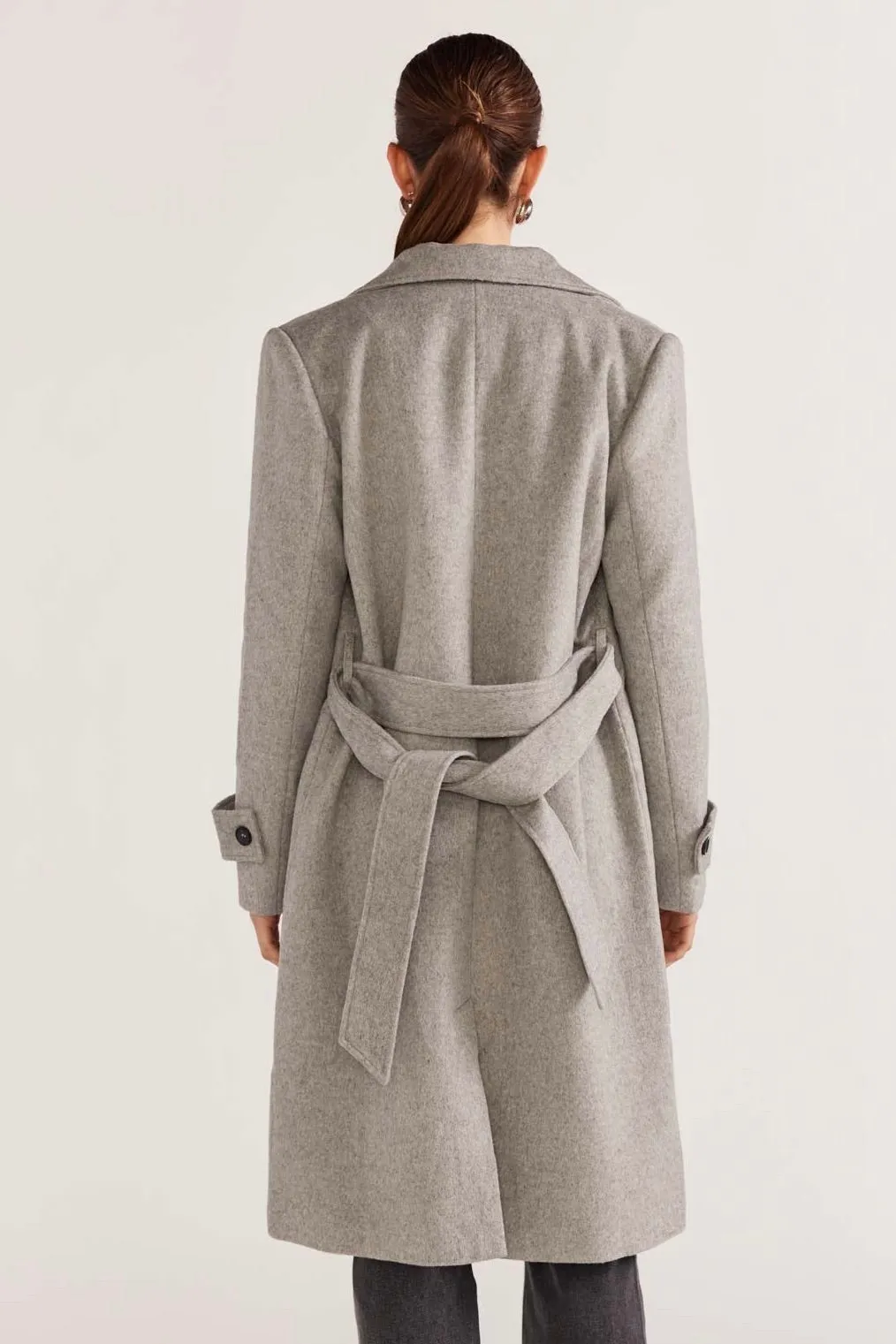 Reade Grey Marle Belted Wool Blend Coat