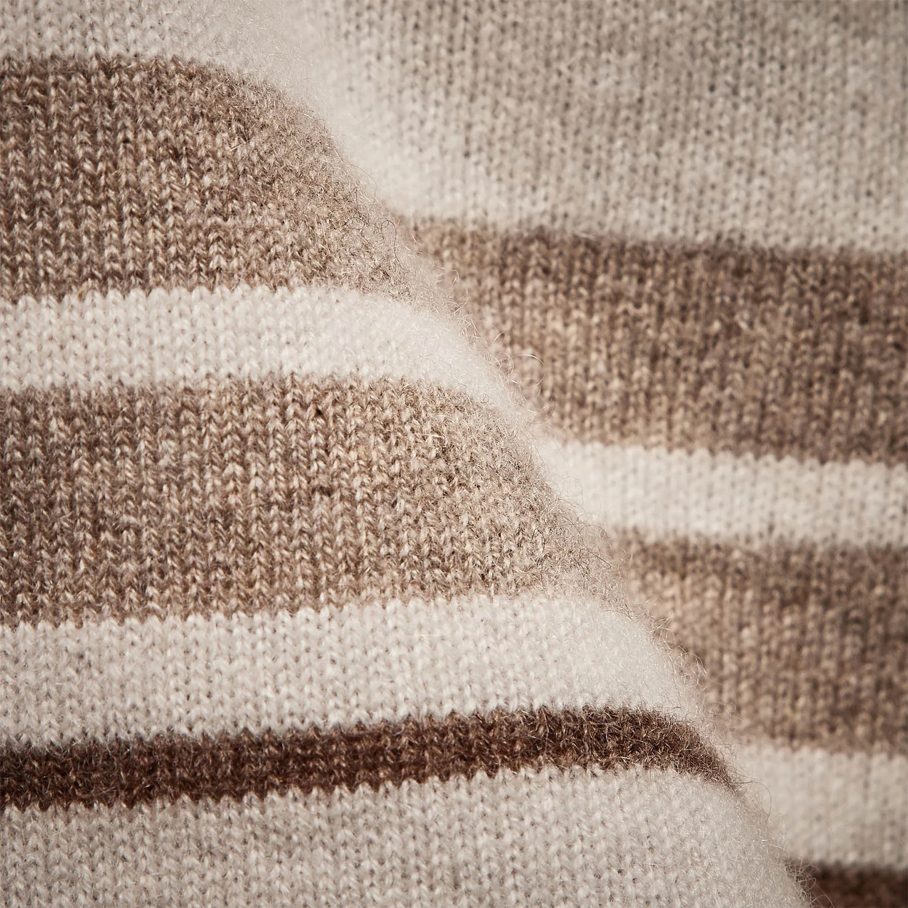 Recycled Cashmere Striped Poncho - Pearl