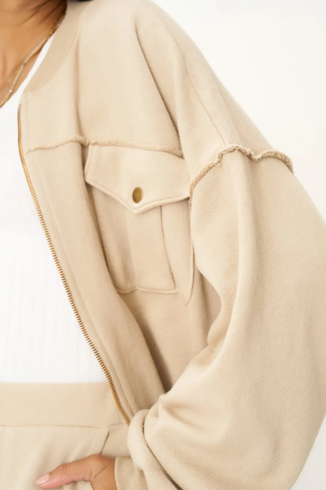 Rhyna Zip Up Pocket Jacket - Hazelnut Khaki