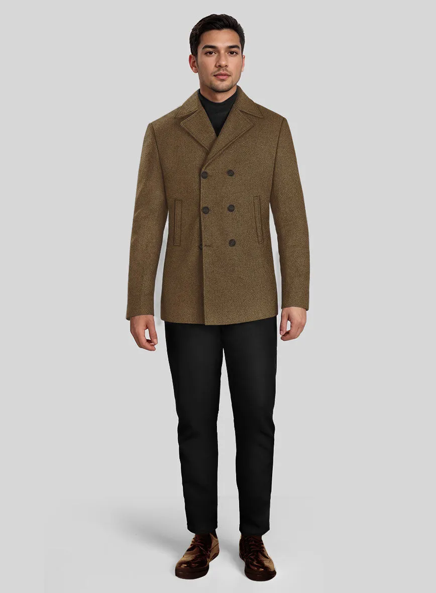 Royal Brown Heavy Tweed Pea Coat