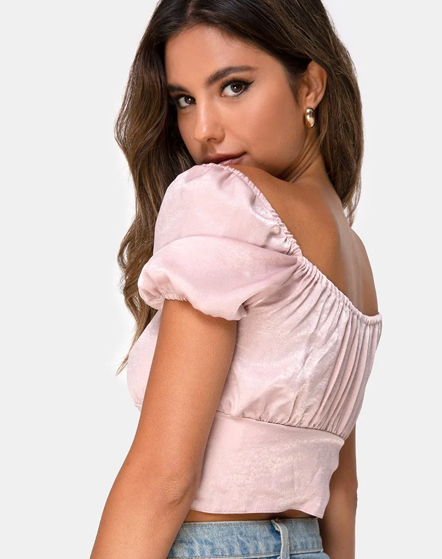 Ruiz Off The Shoulder Top in Satin Dusty Rose