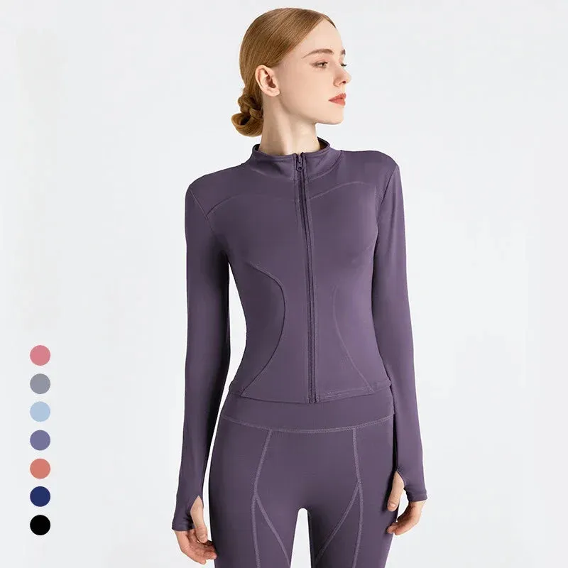 S-3XL Long Sleeve Sports Jacket Women Zip Fitness Yoga Shirt Gym Top Activewear Running Coats Workout Clothes for Cycling Sexy