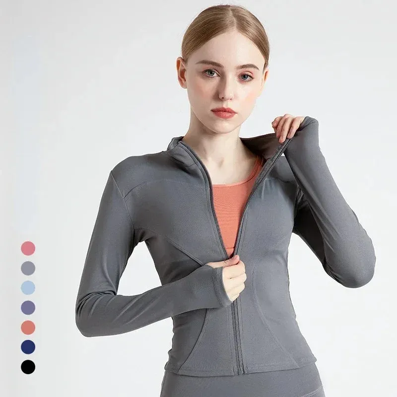 S-3XL Long Sleeve Sports Jacket Women Zip Fitness Yoga Shirt Gym Top Activewear Running Coats Workout Clothes for Cycling Sexy