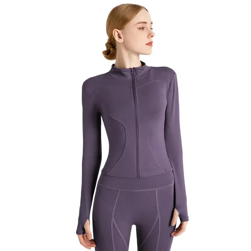 S-3XL Long Sleeve Sports Jacket Women Zip Fitness Yoga Shirt Gym Top Activewear Running Coats Workout Clothes for Cycling Sexy