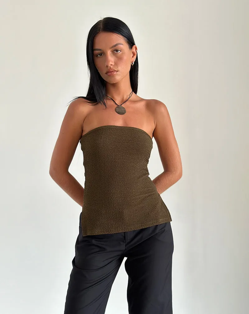 Sadi Tube Top in Textured Chocolate