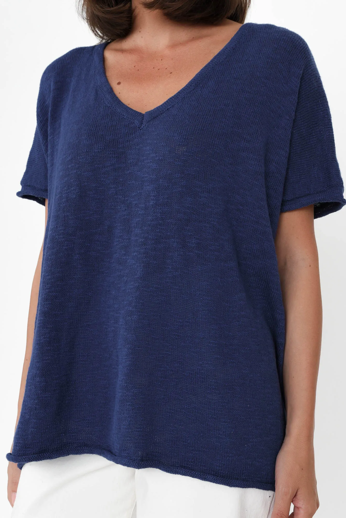 Saxon Cobalt Cotton Knit Top