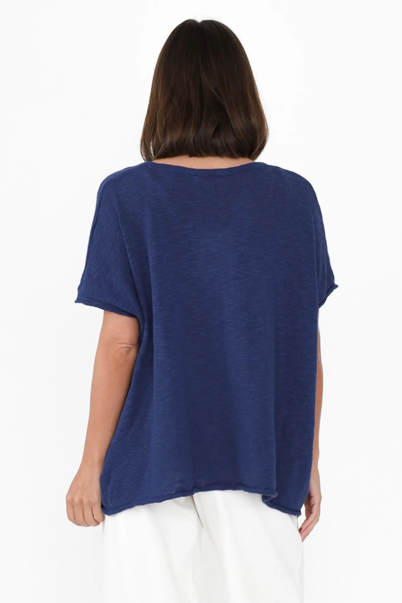 Saxon Cobalt Cotton Knit Top