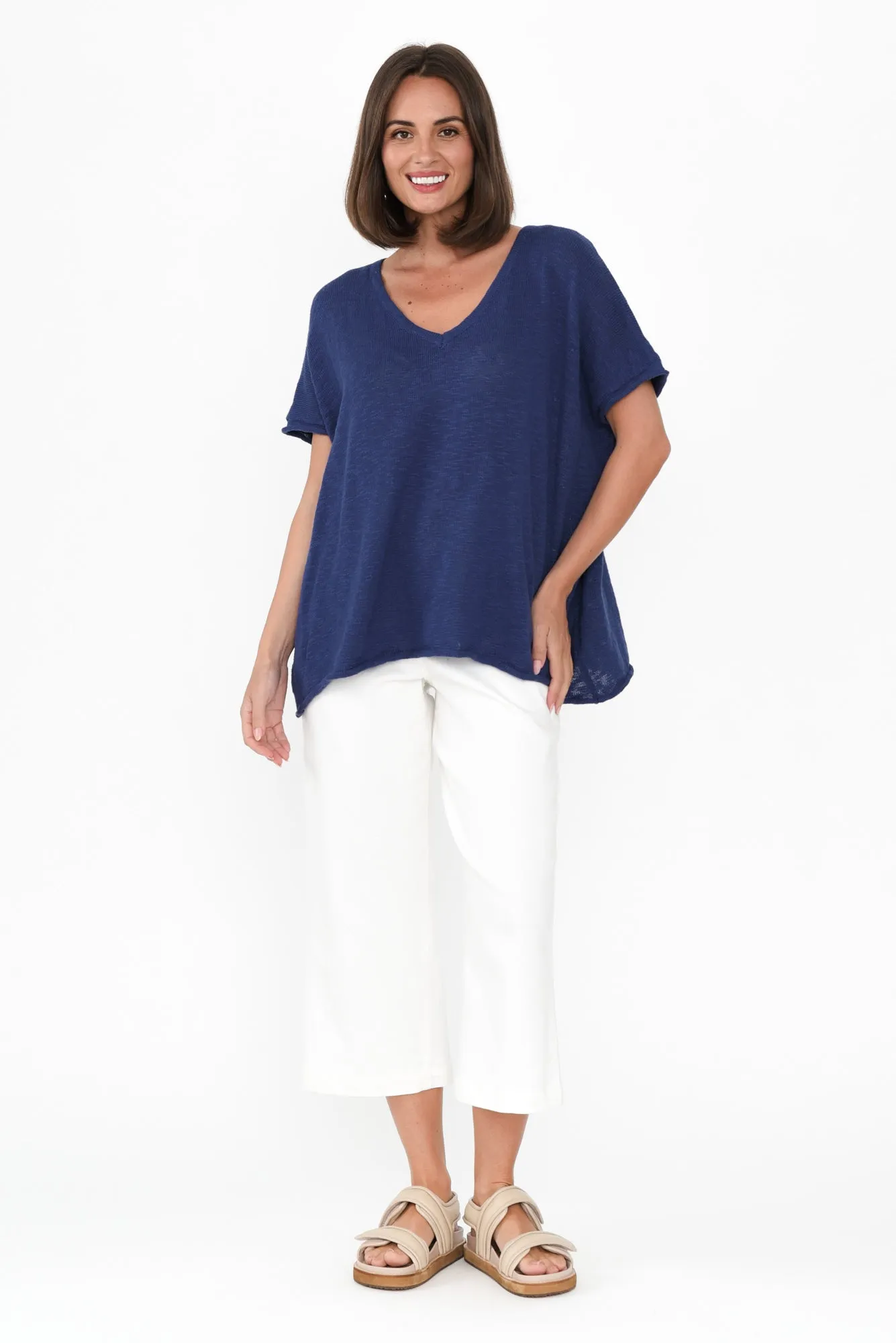 Saxon Cobalt Cotton Knit Top