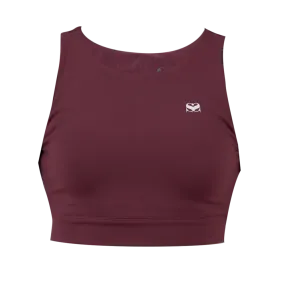 Scramble Hearts Cropped Tank Top - Burgundy