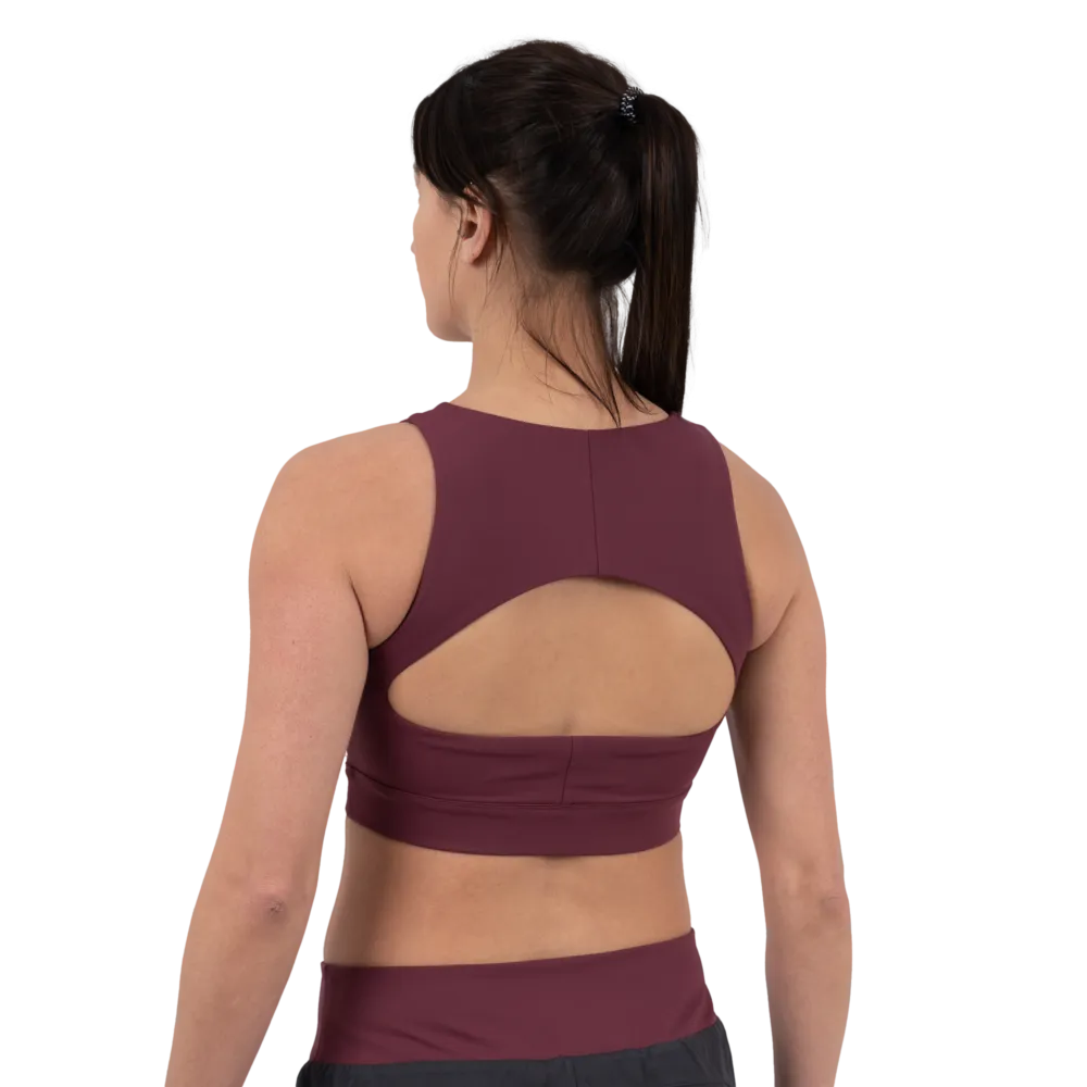 Scramble Hearts Cropped Tank Top - Burgundy