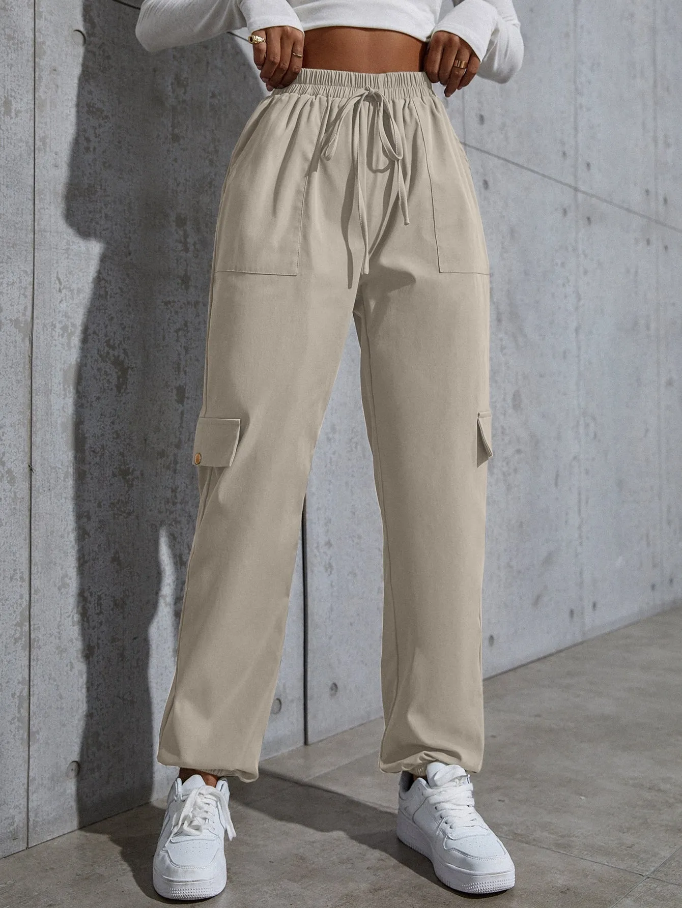 SHEIN Knot Waist Flap Pocket Cargo Pants