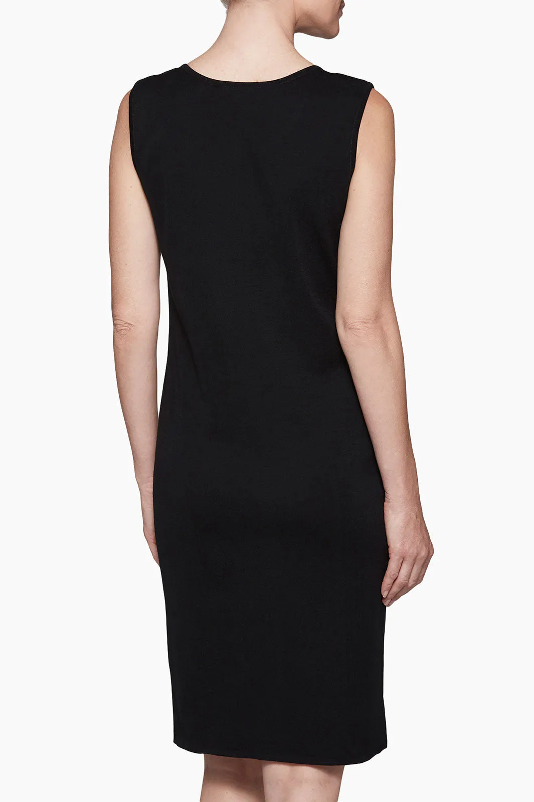 Sleeveless Sheath Knit Dress, Black