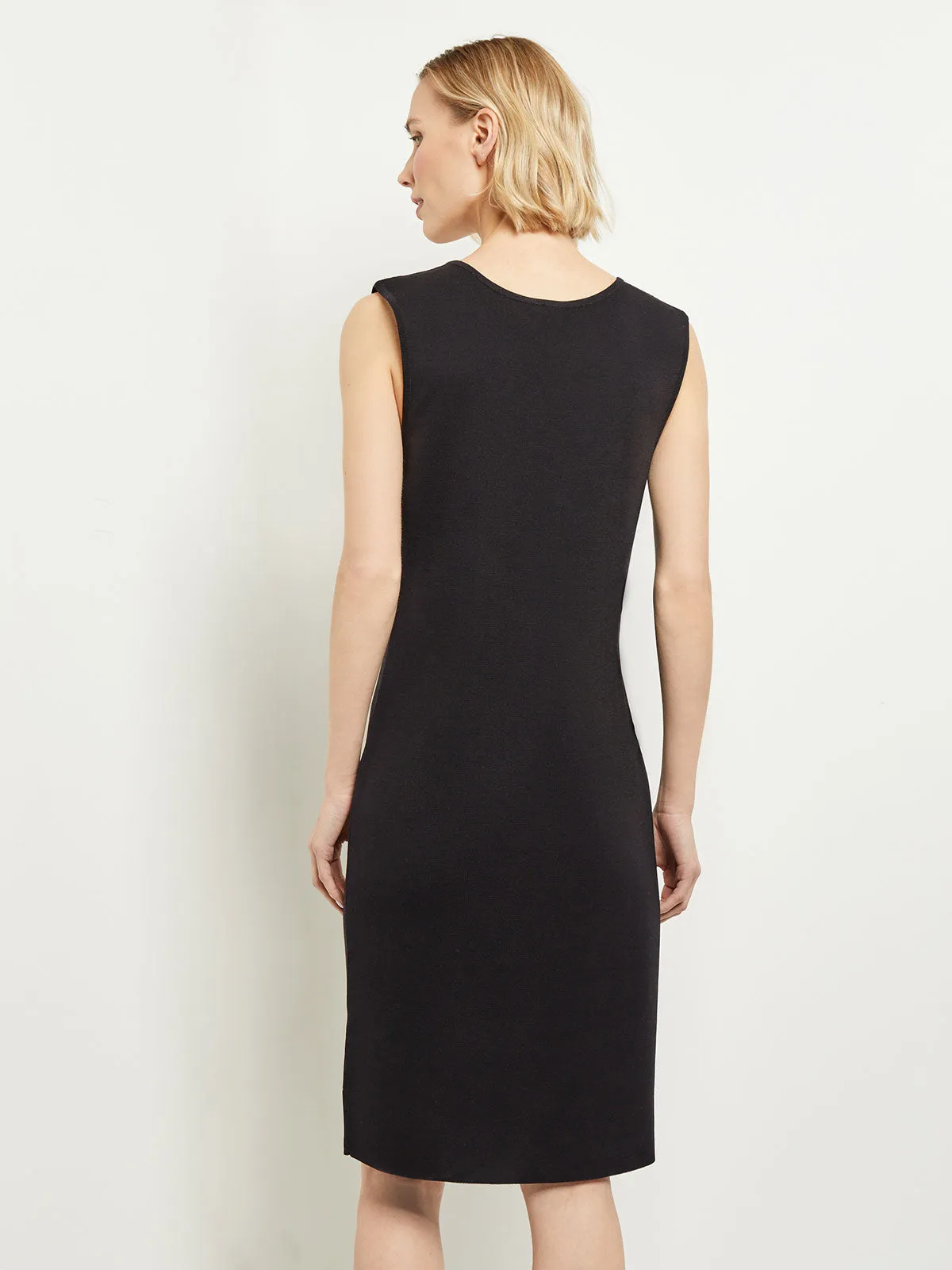 Sleeveless Sheath Knit Dress, Black