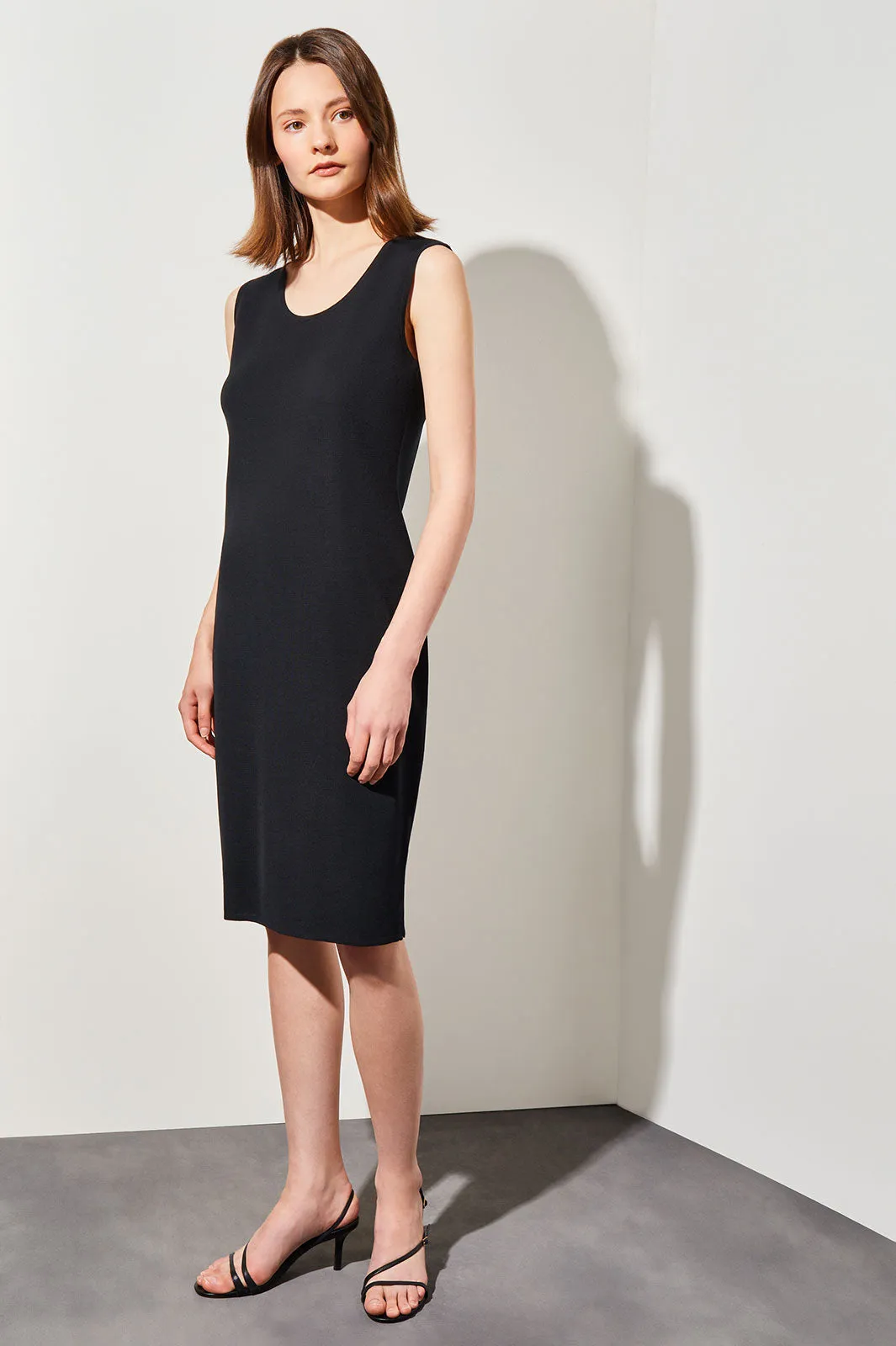 Sleeveless Sheath Knit Dress, Black