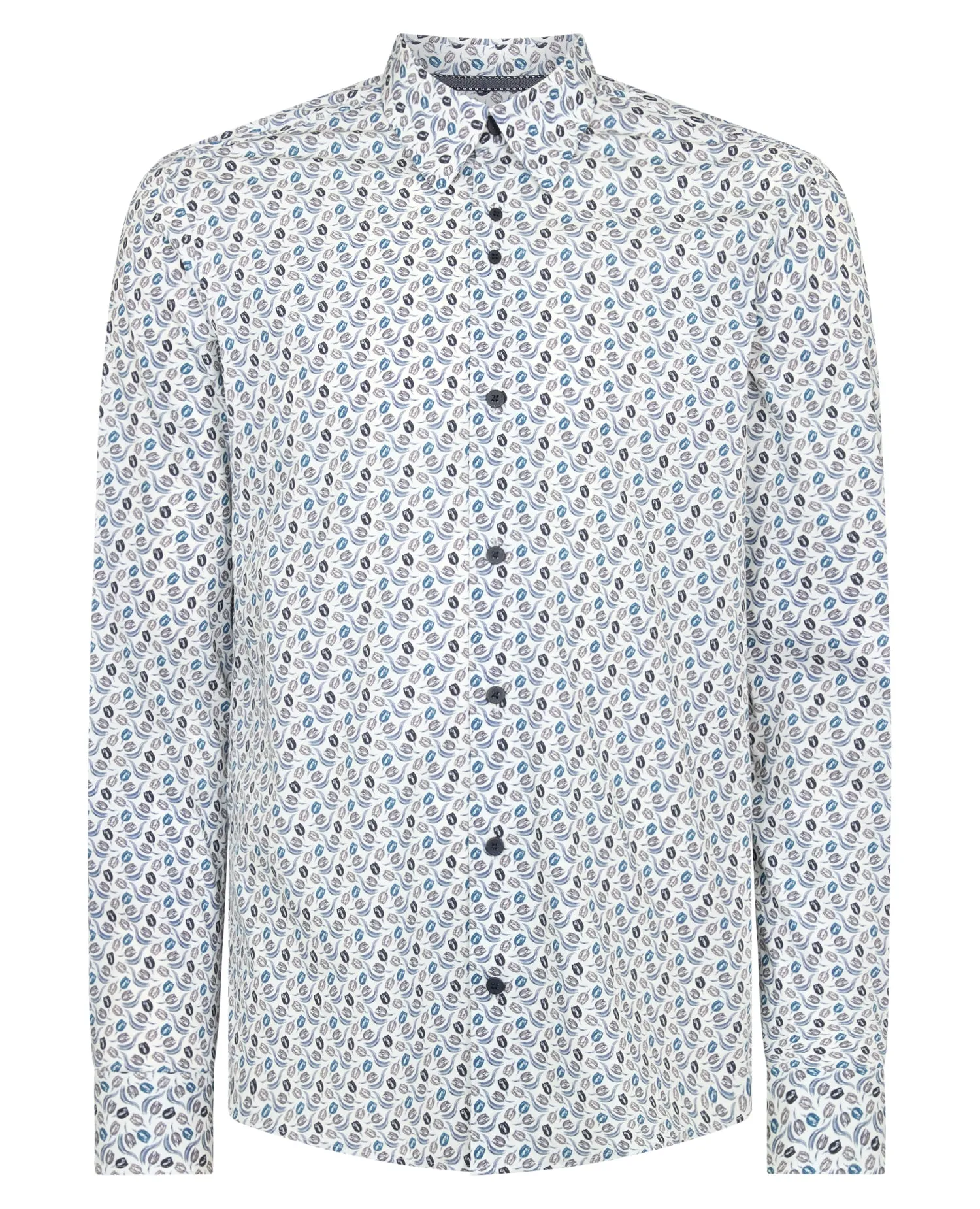 Slim Fit Floral Print Cotton Stretch Shirt