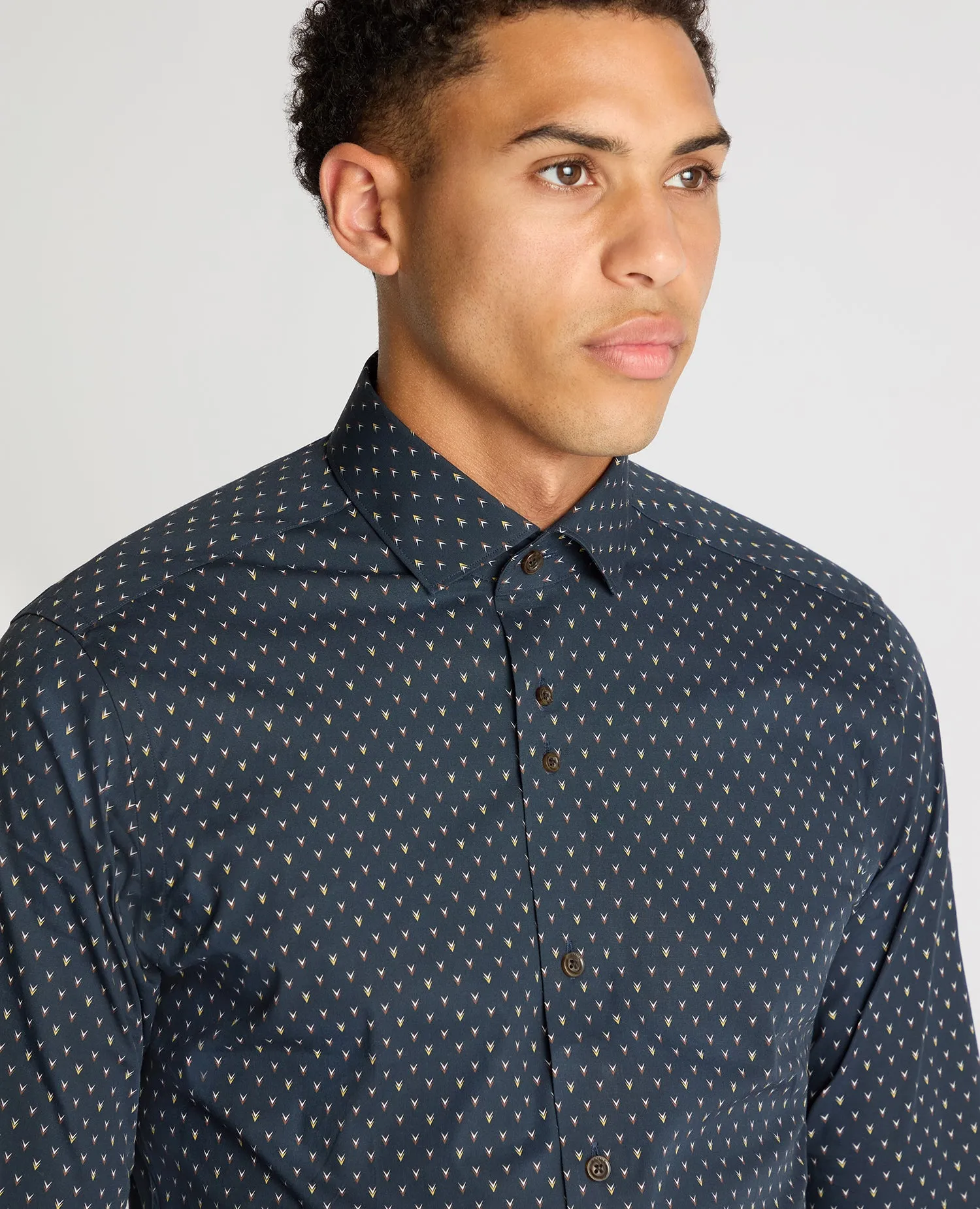 Slim Fit Printed Cotton-Stretch Shirt