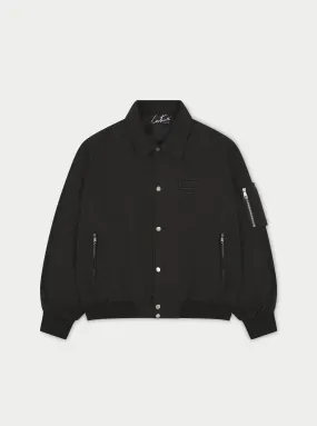 SMART NYLON BOMBER JACKET - BLACK