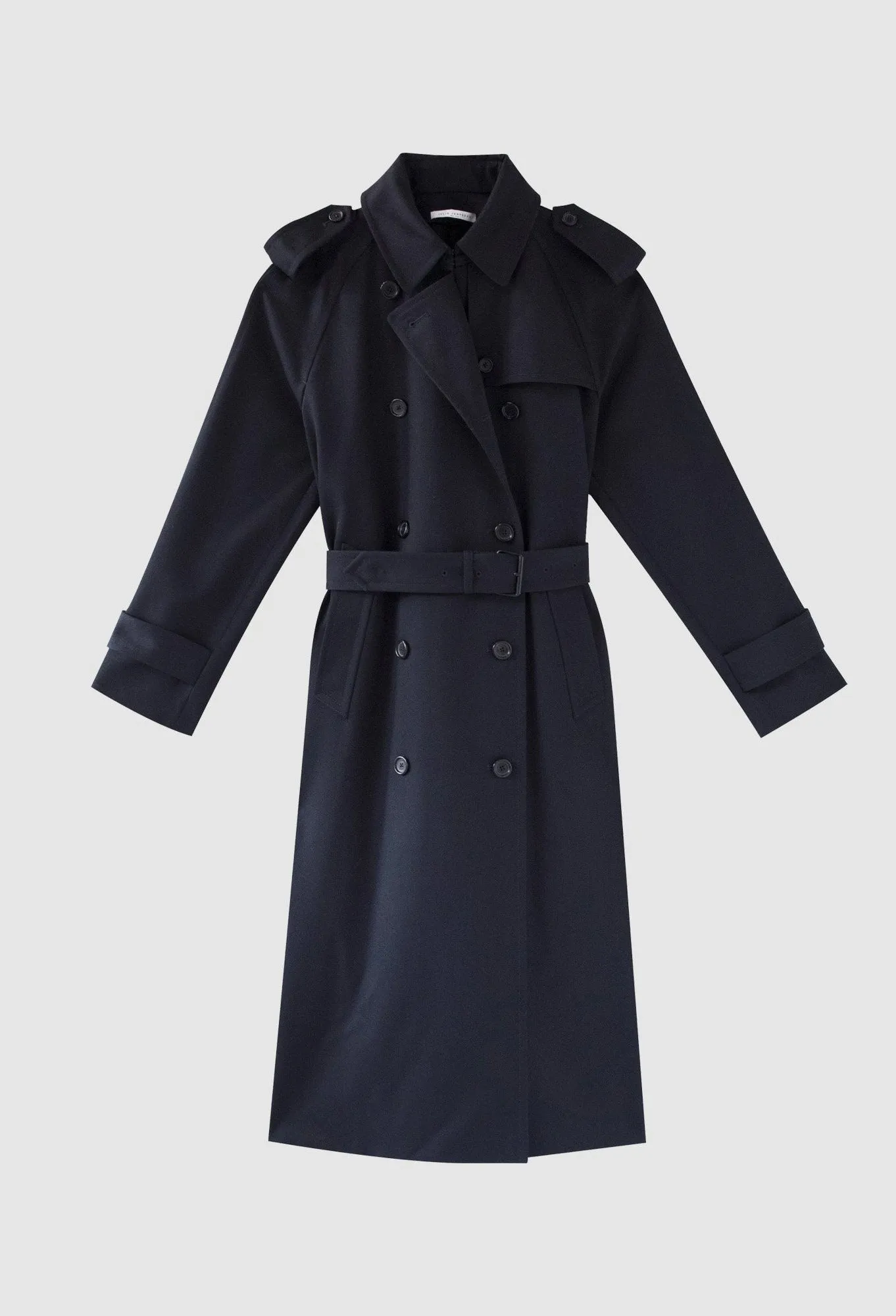 STELLA - Wool Trench Coat in Navy