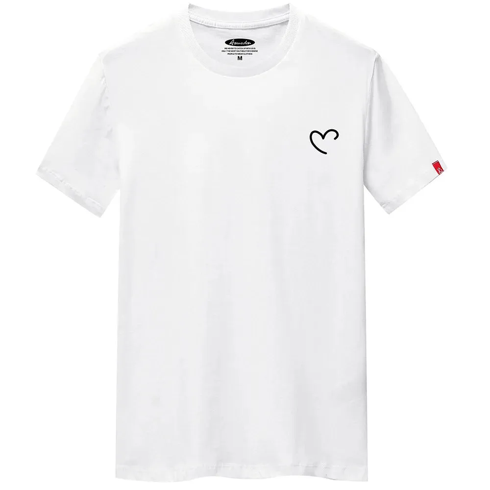 T Shirt For Men 2023 Overize Summer Men's Cotton Shirts Men Casual T-shirt Love Heart Print Tshirt O-Neck Short Sleeve Man Tops