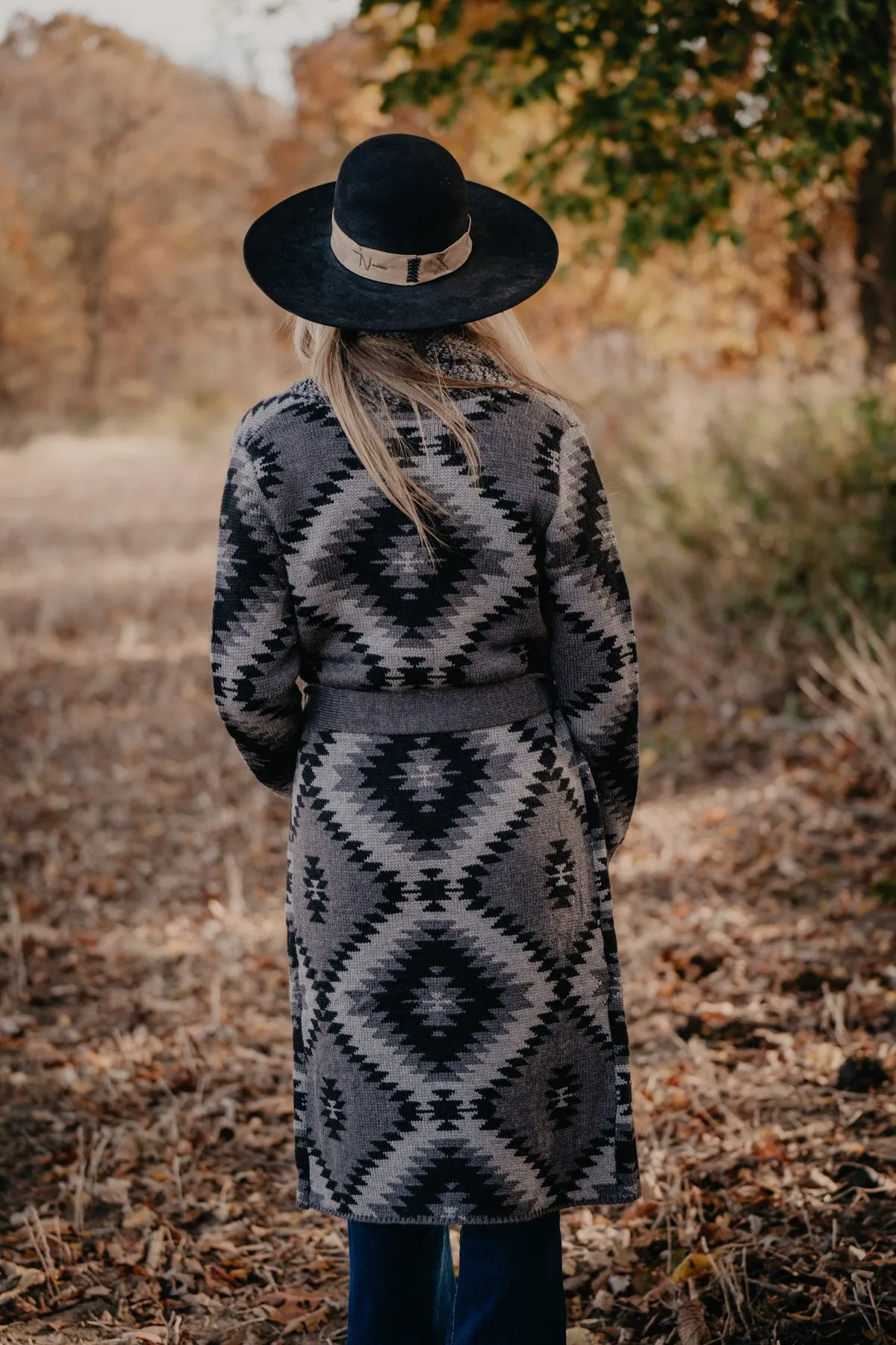 'Tahoe' Women's Grey & Black Aztec Duster Cardigan by Stetson (XS - XL)