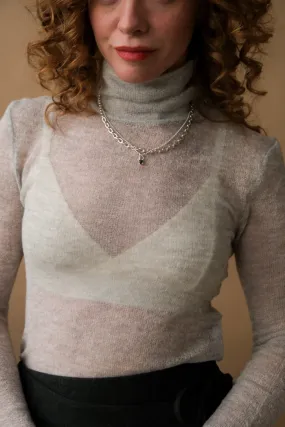 THIN RIBBED ROLL NECK TOP