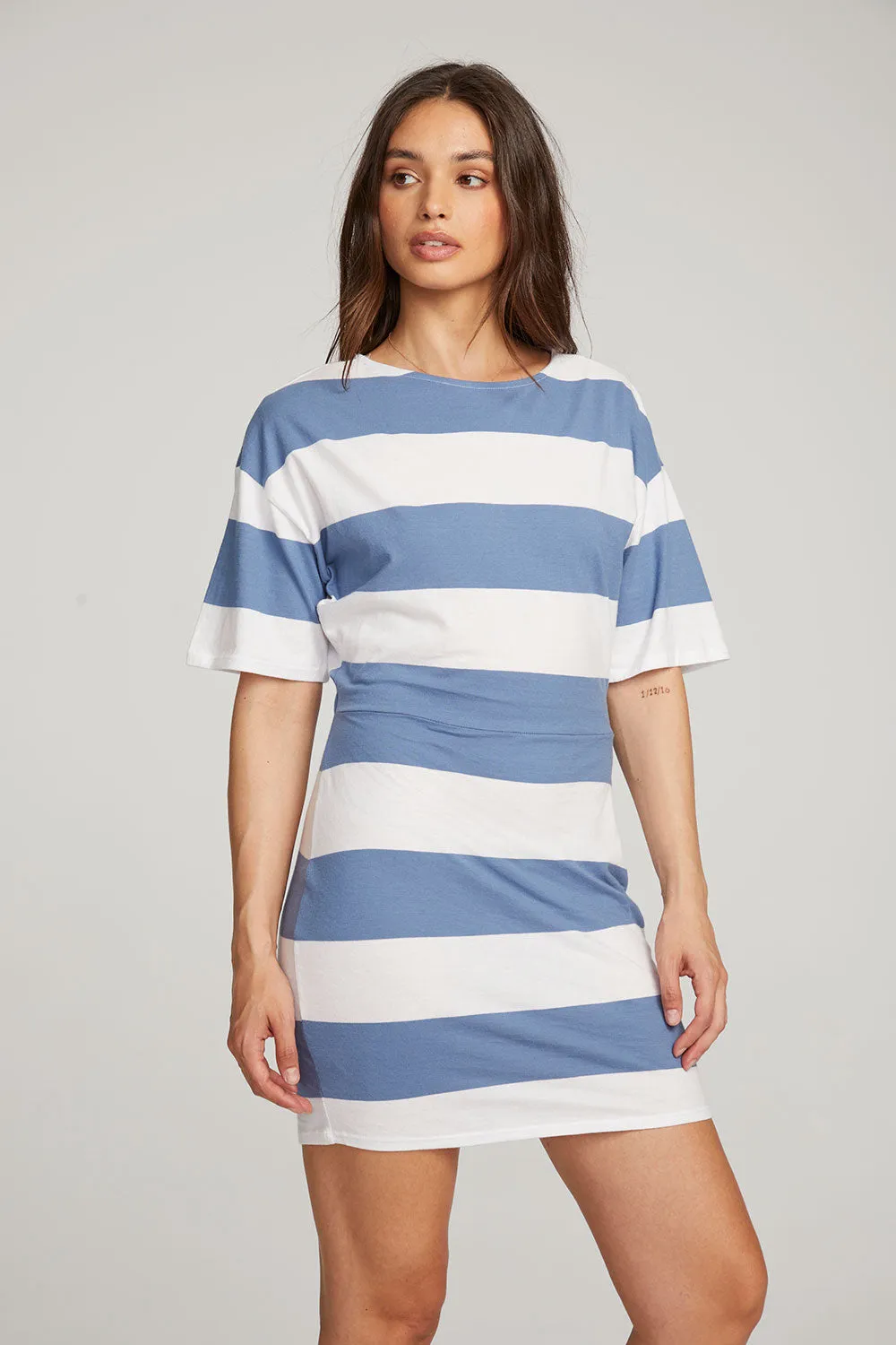 Villa Vintage Blue Stripe Mini Dress