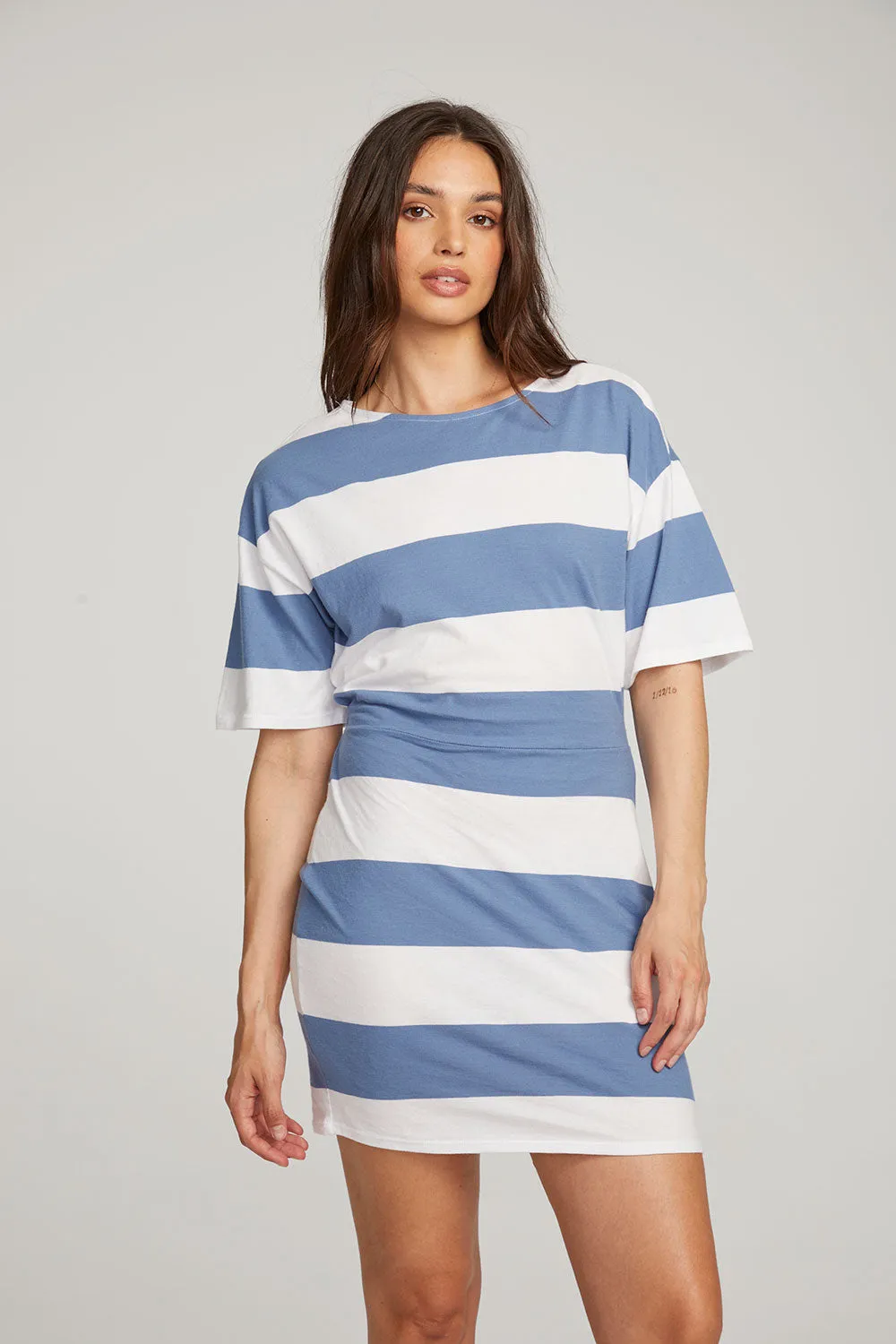 Villa Vintage Blue Stripe Mini Dress