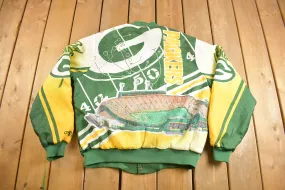 Vintage 1980s Green Bay Packers NFL Chalkline All Over Print Jacket