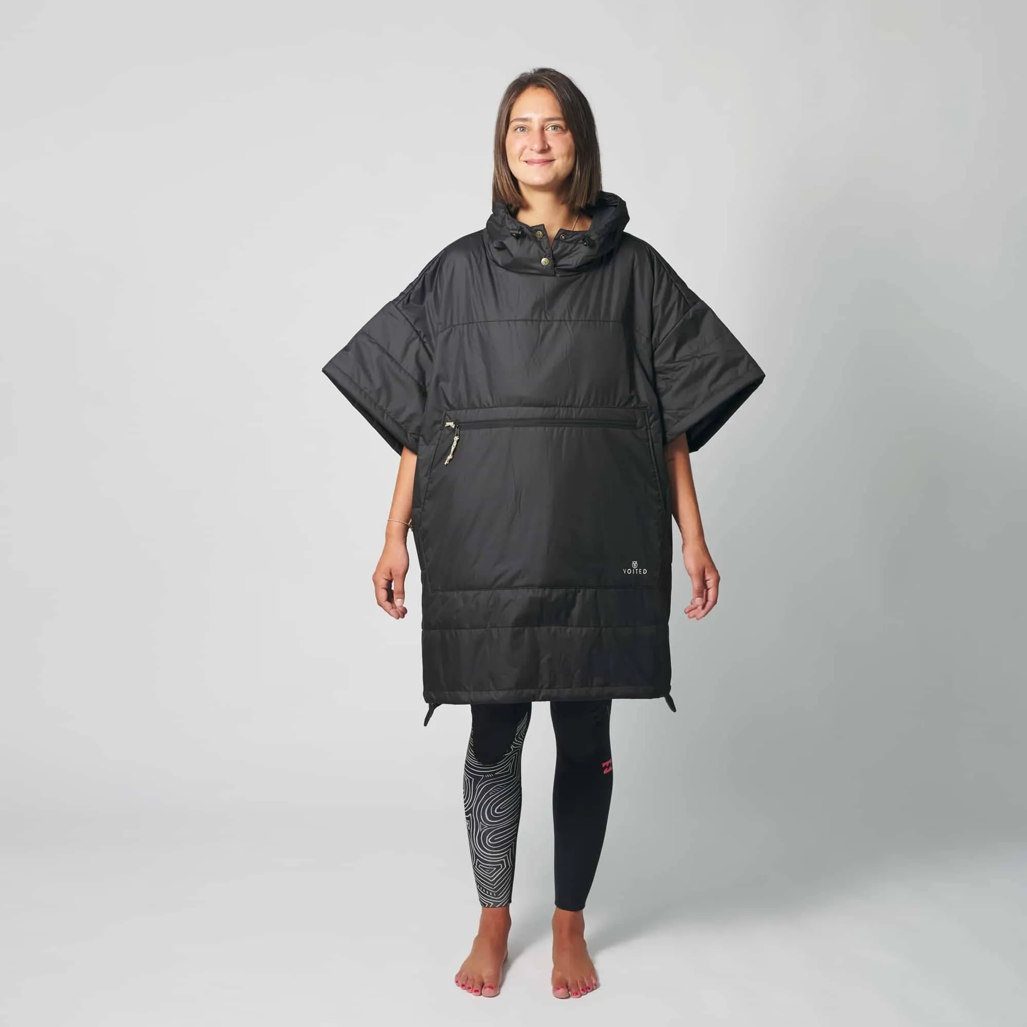 VOITED Original Outdoor Poncho for Surfing, Camping, Vanlife & Wild Swimming - Black