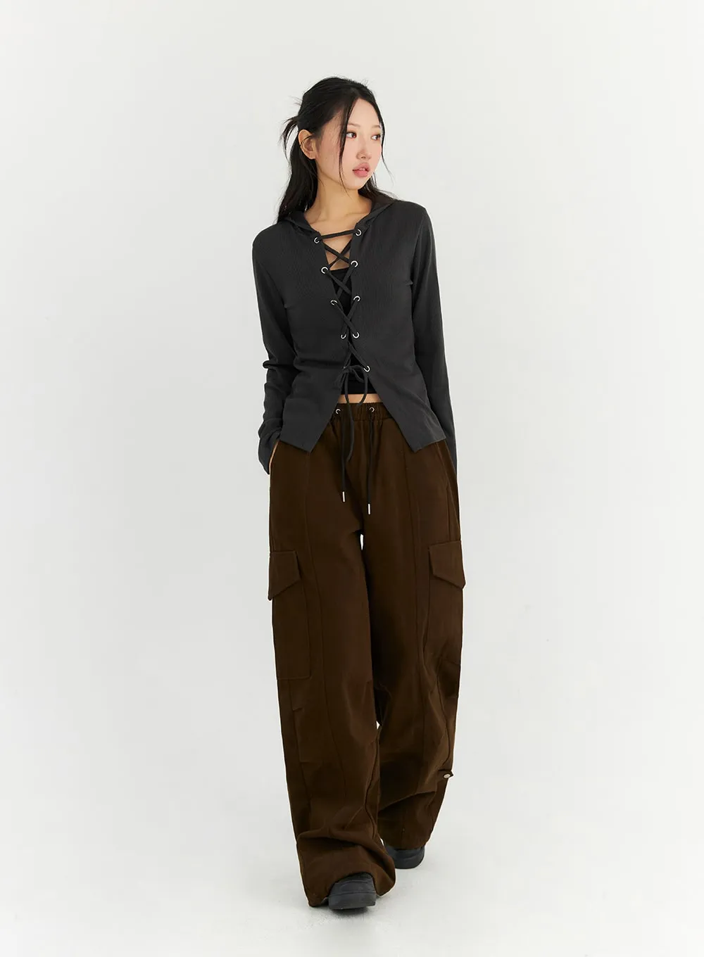 Wide-Leg Cargo Sweat Pants CN303