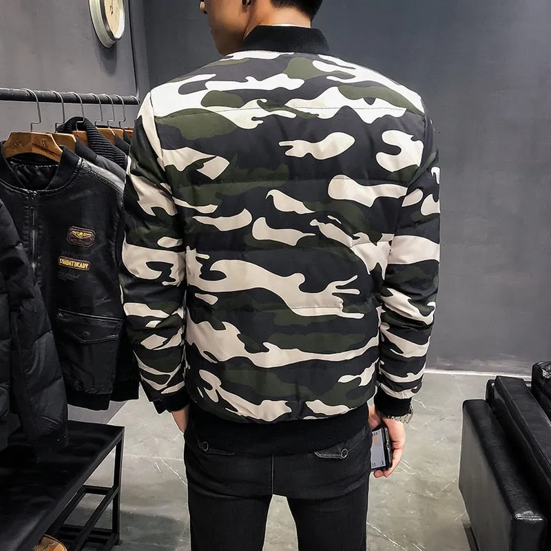 Winter Camouflage Tiger Print Bomber Casual Style Men Jacket