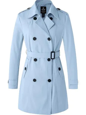 Women's Waterproof Double-Breasted Trench Coat with Belt WD