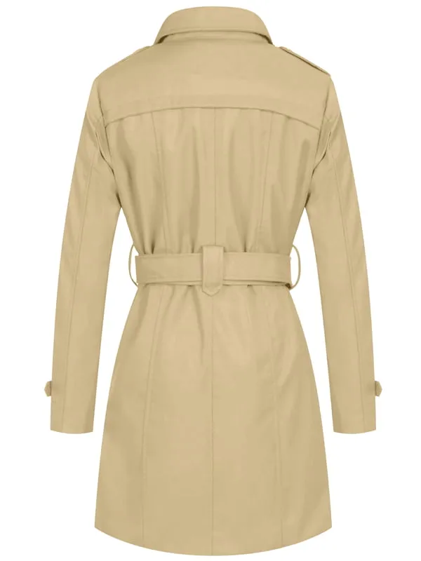 Women's Waterproof Double-Breasted Trench Coat with Belt WD