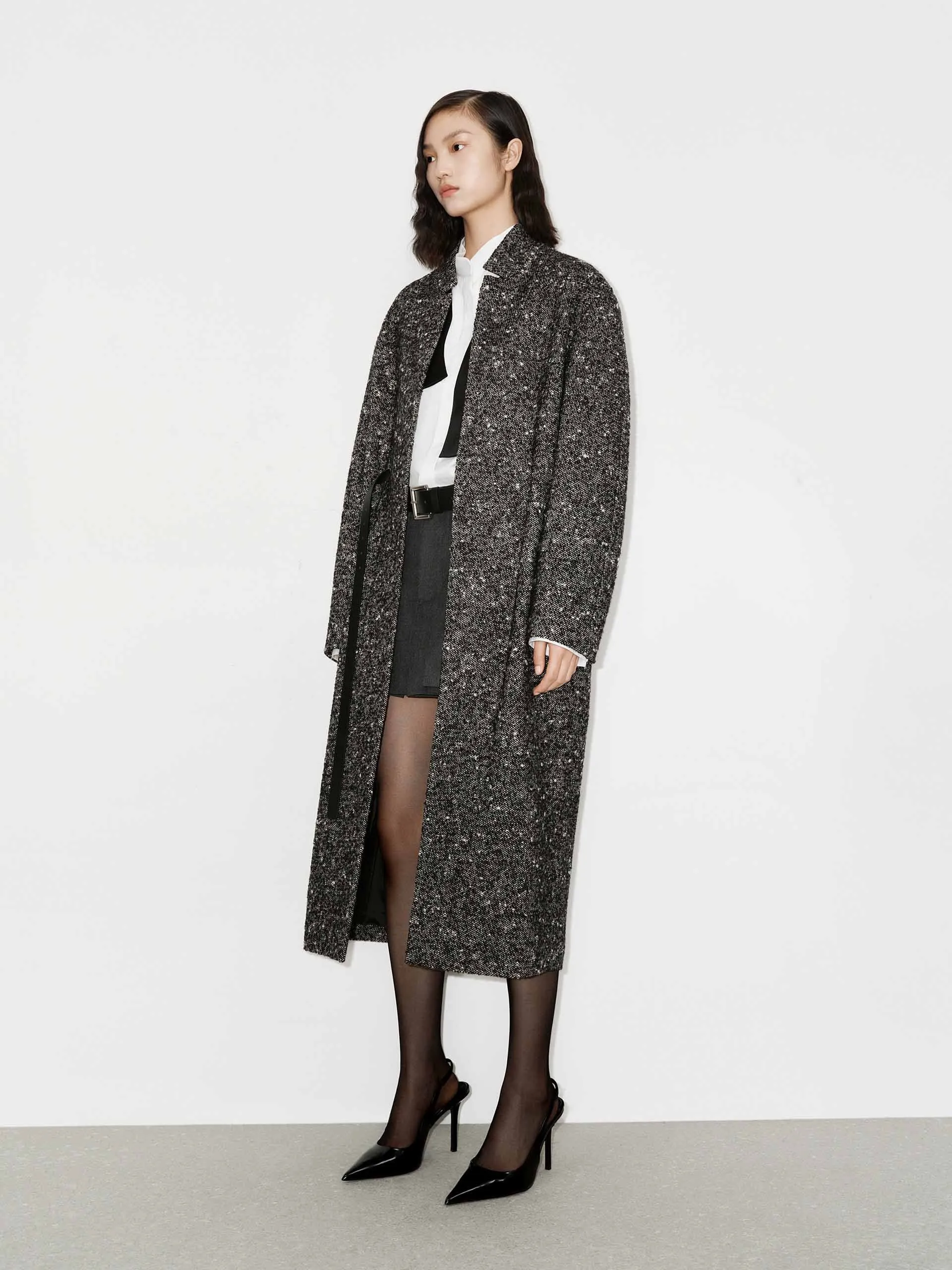 Wool Blend Belted Overcoat