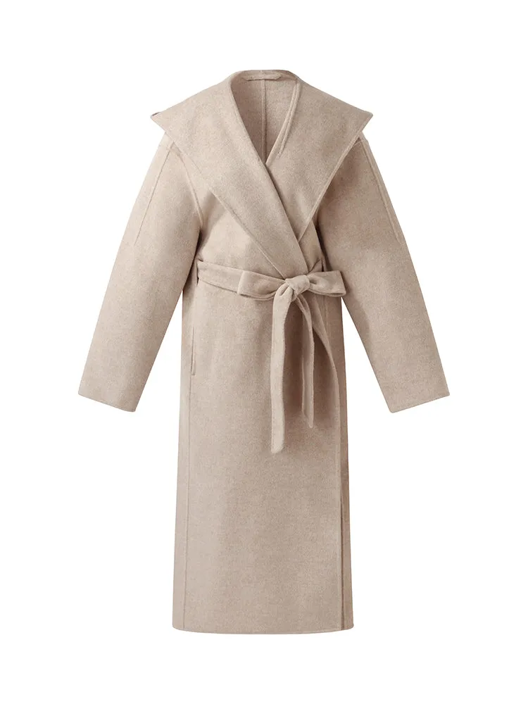 Wool Cashmere Unisex Hooded Wrap Coat