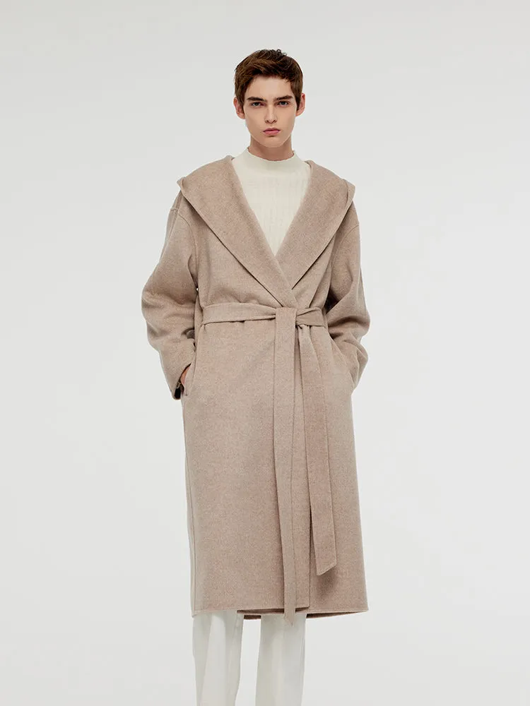 Wool Cashmere Unisex Hooded Wrap Coat