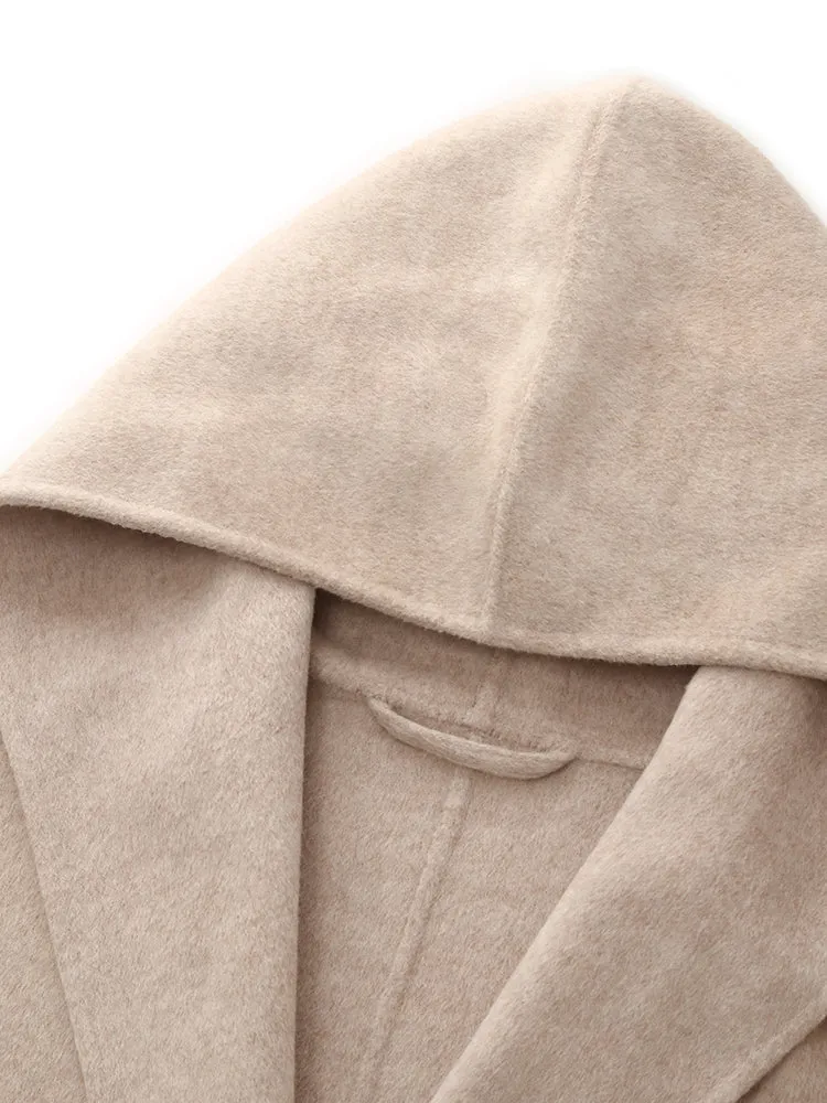 Wool Cashmere Unisex Hooded Wrap Coat