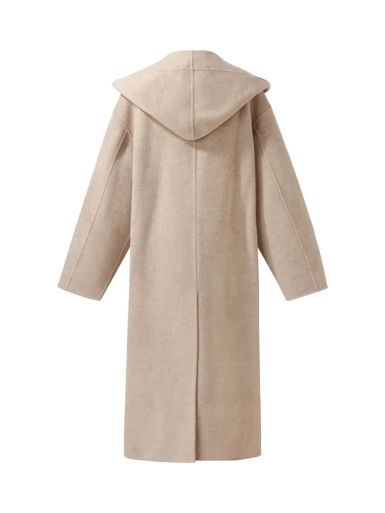 Wool Cashmere Unisex Hooded Wrap Coat