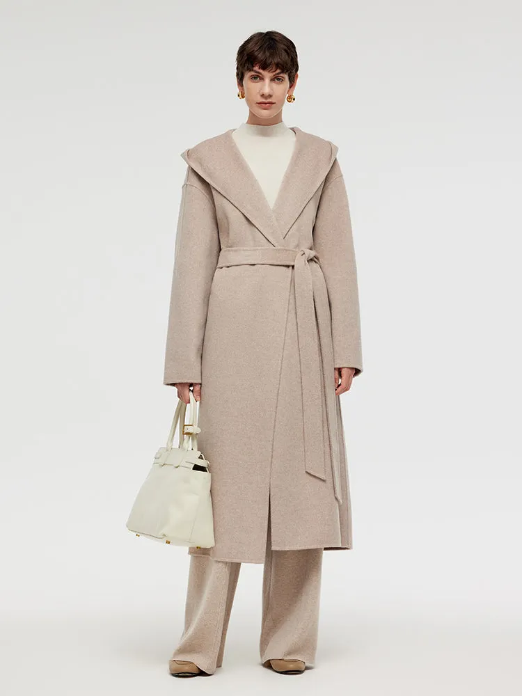 Wool Cashmere Unisex Hooded Wrap Coat