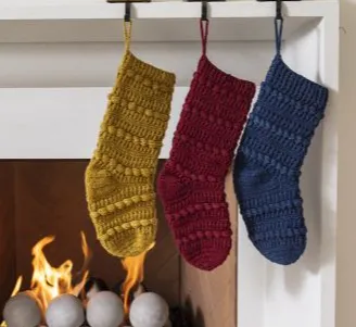 Wool Knit Stocking, 3 Colors - Holiday