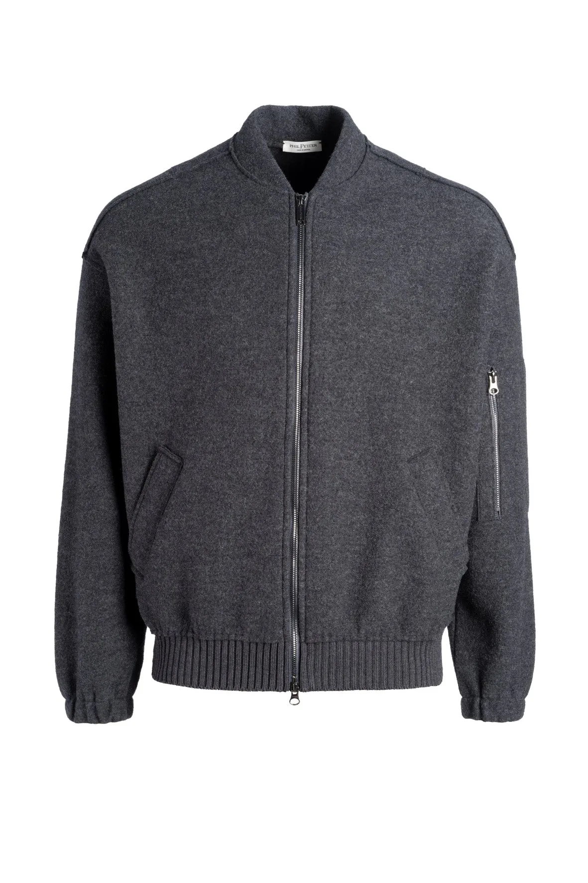 Wool-walk bomber jacket made of merino wool, oversized fit