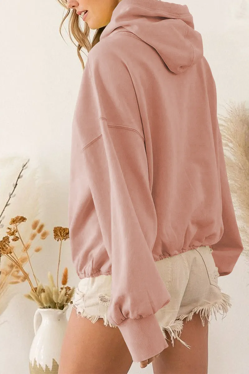 Zip-Up Dropped Shoulder Hoodie